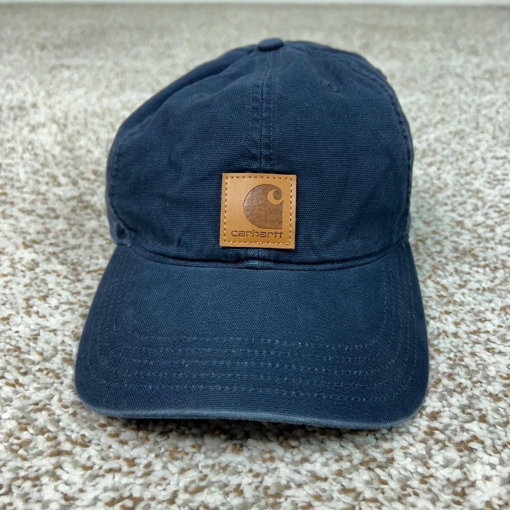 Carhartt Hat Mens One Size Blue Workwear Canvas Adjustable Strapback Cap Casual